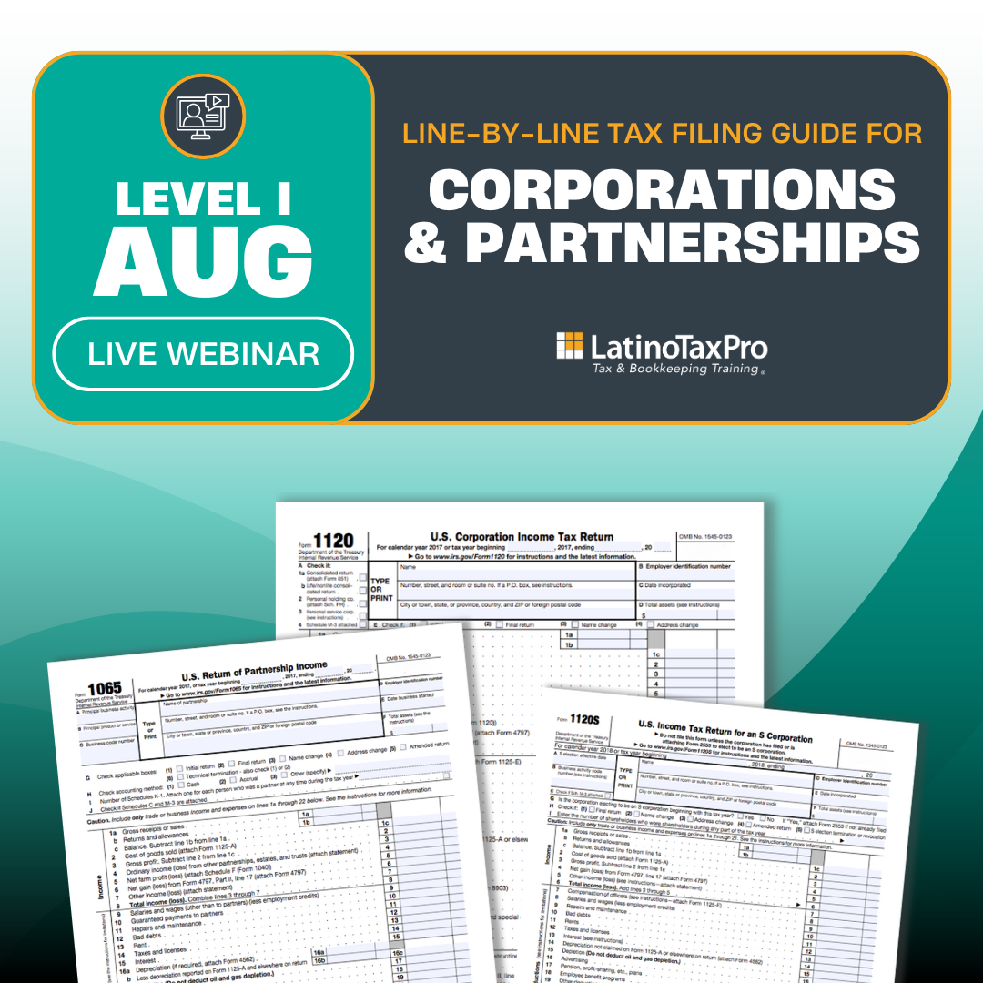 Level I August: Line-by-Line Tax Filing Guide for Corporations & Partnerships